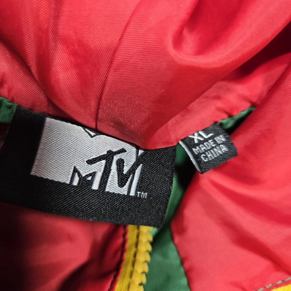 MTV Music Television Jacket Men's XL Windbreaker Color Block 80s 90s Retro style - Picture 6 of 8